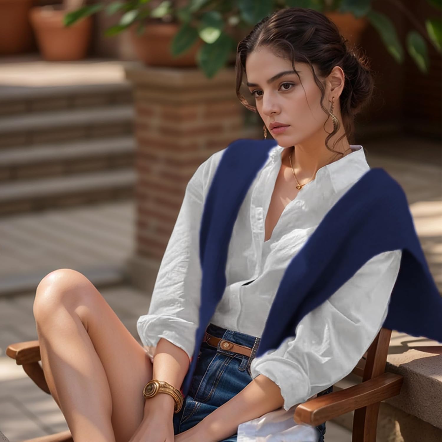 Sweater Shawl Wraps for Women Fashion Knitted Shawl Casual Knotted Shoulder Scarf Wrap Tops for Travel Holiday - Image 3