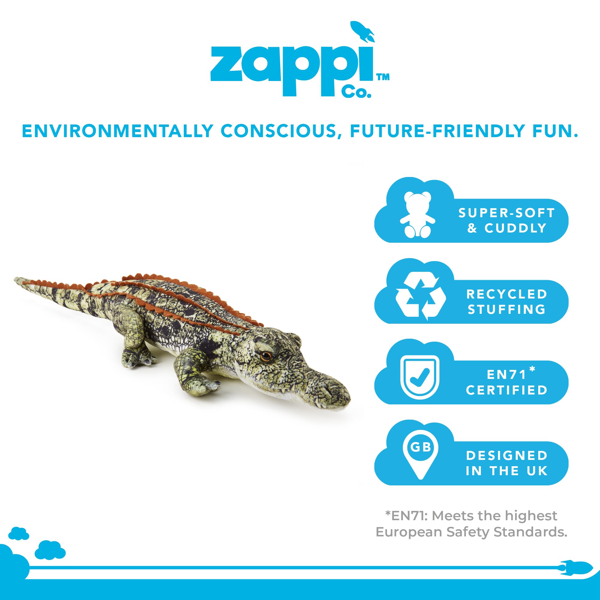 Zappi Co Crocodile 50cm Plush Toy Large Realistic Soft Cuddly Animal, Durable & Lifelike, Ideal for Play & Education - Image 3