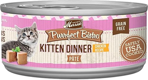 Merrick Purrfect Bistro sin granos, 5.5 oz, receta para gatito pequeño, paquete de 24