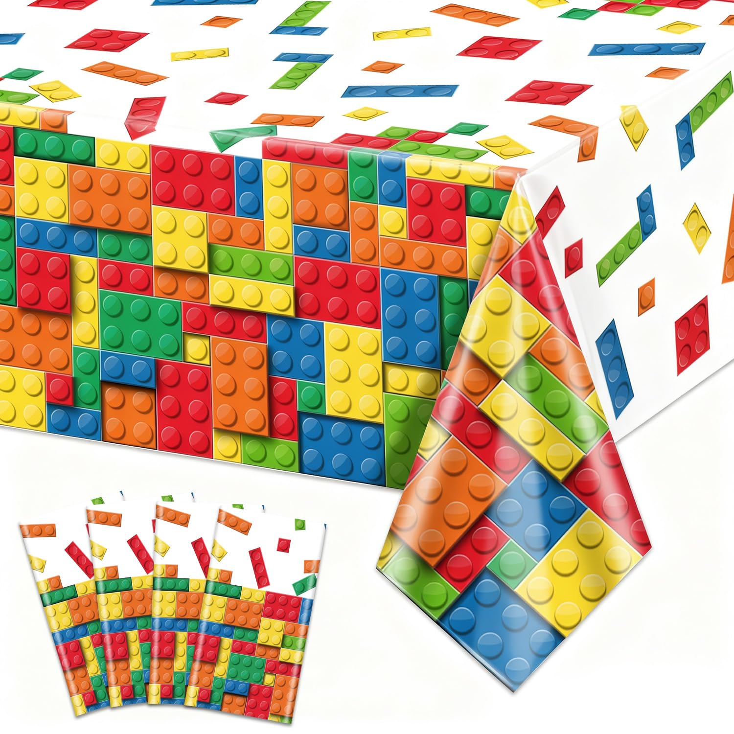 PTECDROTS 4Pcs Building Block Tablecloths
