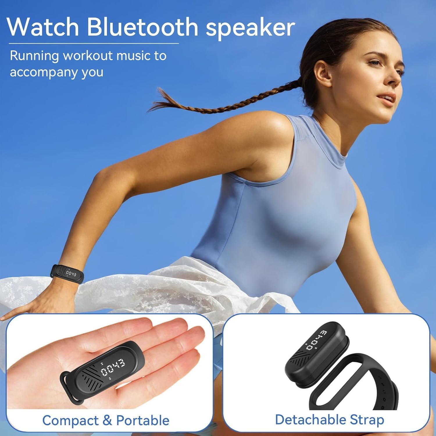 Smart Watch Speaker,Wearable Wristband Speaker,Portable Wireless Bluetooth Audio Equipment Bluetooth Music Player for Men and Women,Suitable for Hiking and Camping