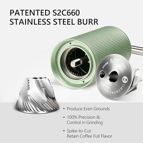 Miniatura 37 de TIMEMORE Molinillo de café manual Chestnut C3S, capacidad máxima, 1.06 oz con rebaba cónica de acero inoxidable CNC, ajuste interno ajustable, C3S