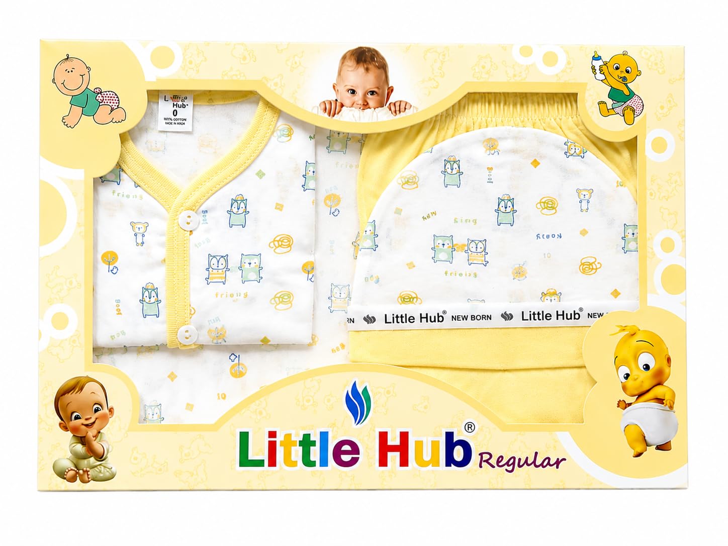 Newborn Baby Cotton Gift Set 4 Piece (Yellow)-image-10