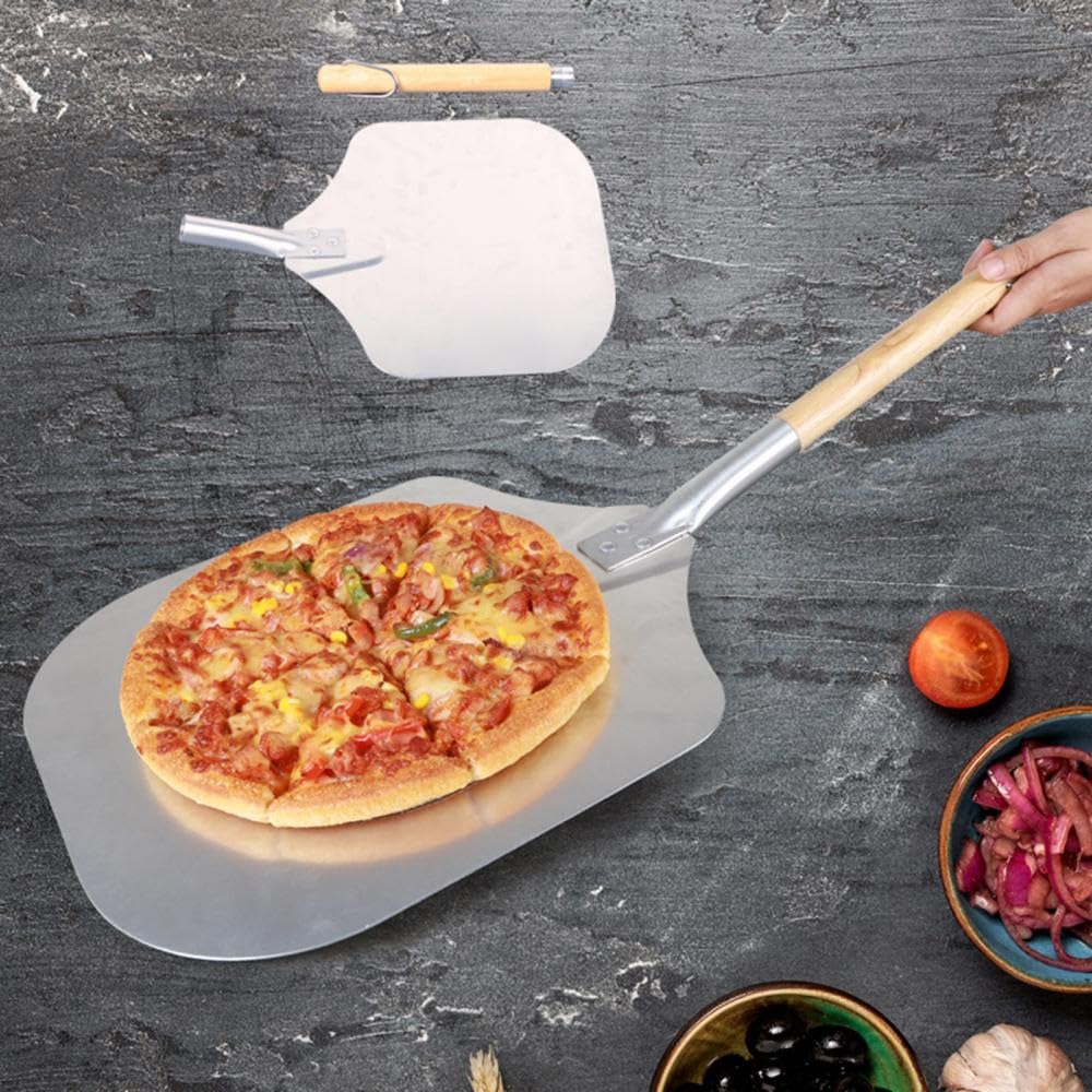 Pala for pizza in alluminio con manico in legno