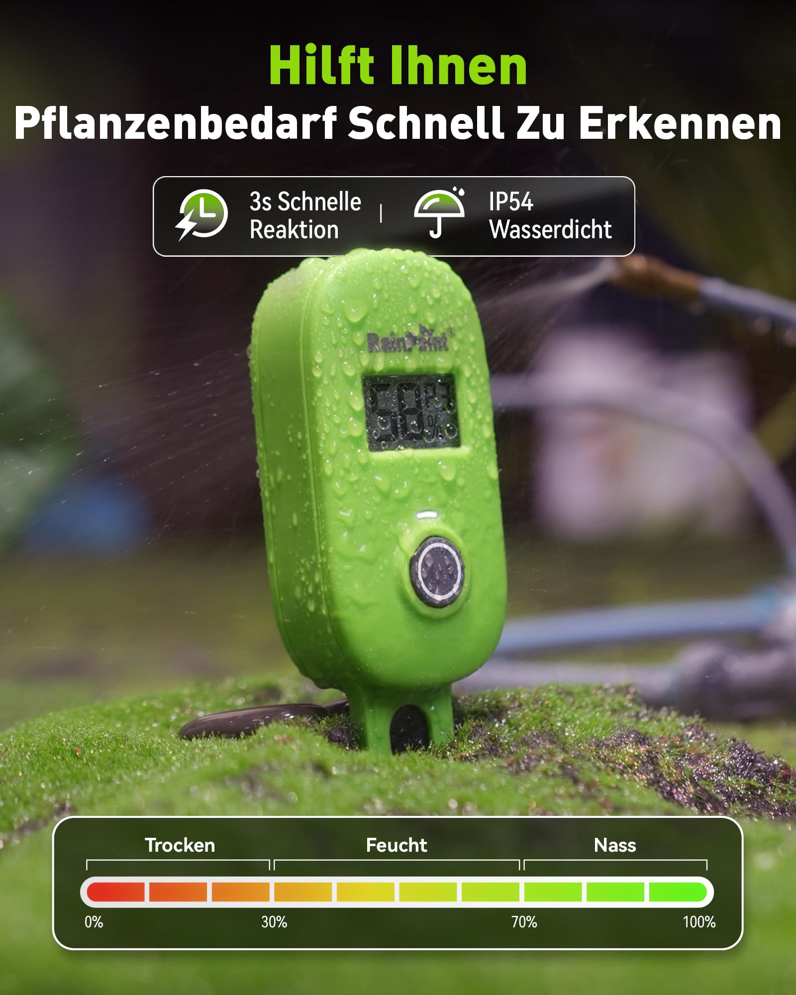 RAINPOINT Intelligenter Bodenfeuchtesensor mit App-Anbindung, Gateway erforderlich, Bewässerungssystem (Ohne Gateway)
