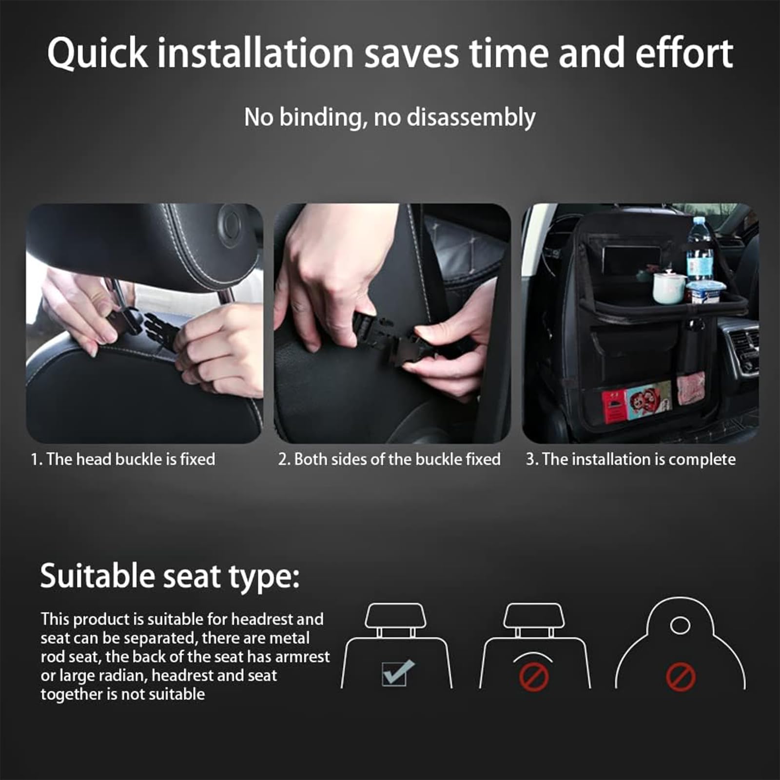 Organisateur Voiture Enfant avec Plateau Pliable, Protection Siège Arrière avec Écran Tactile, Sac Rangement Auto Imperméable en Oxford, Multi-Poches, Accessoire Intérieur