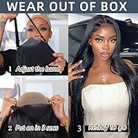 Vista 2 de Wear and Go Pelucas de cabello humano sin pegamento, precortadas con encaje HD 6x4, pelucas de cabello humano lacio con encaje frontal sin