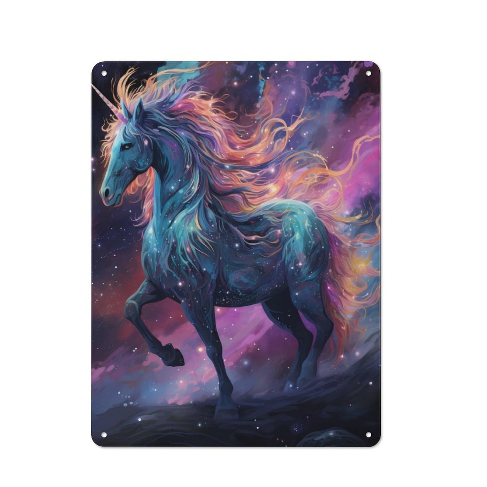 Junmoney Unicorn At Starry Sky 40X30cm Vintage Metal Plaque With For Garage Or Workshop, A Christmas Gift For People Styling Garage And Workshop