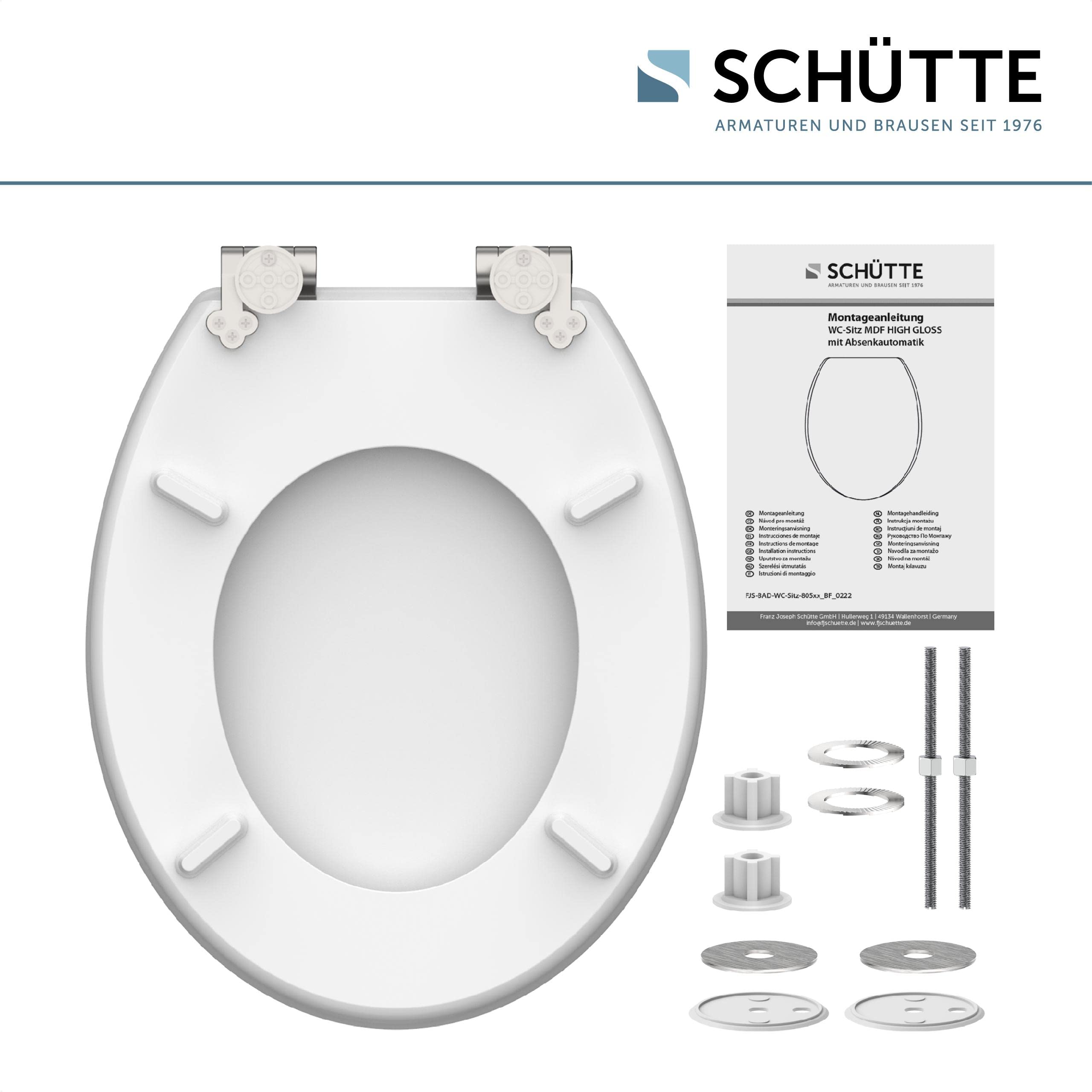 SCHÜTTE 80539 - Sedile copriwater in MDF con anima in legno High Gloss, motivo Poliside, con abbassamento automatico