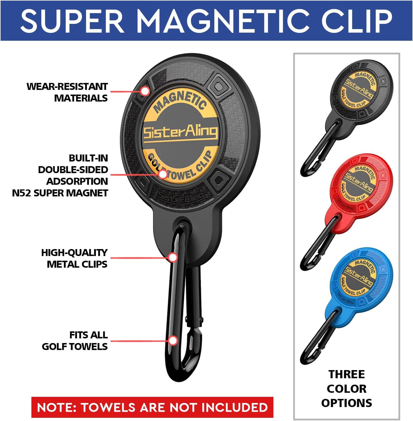 Magnetic Clip for Golf Towel,Removable Industrial Magnetic Accessories Design for Strong Hold to Golf Carts or Clubs - Image 2