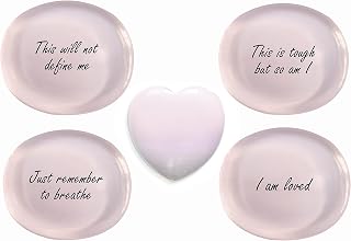 Worry Stones For Cancer Gift For Women | Breast Cancer Gifts Friend | Chemotherapy | Chemo Stone Engraved Quotes For Cancer Patients Or Someone With Medical Issues|Thumb and Pocket Stone Set of 5|Stress Relief with Encouraging Messages in Decorative Box