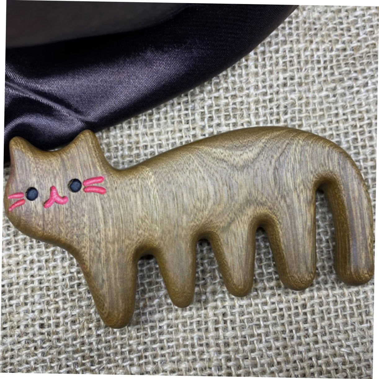 Ipetboom 6pièces Peigne Bois Pour Massage Du Chevelu De Peignes Antistatiques à Dents Larges Design Chat Pour Types De Cheveux