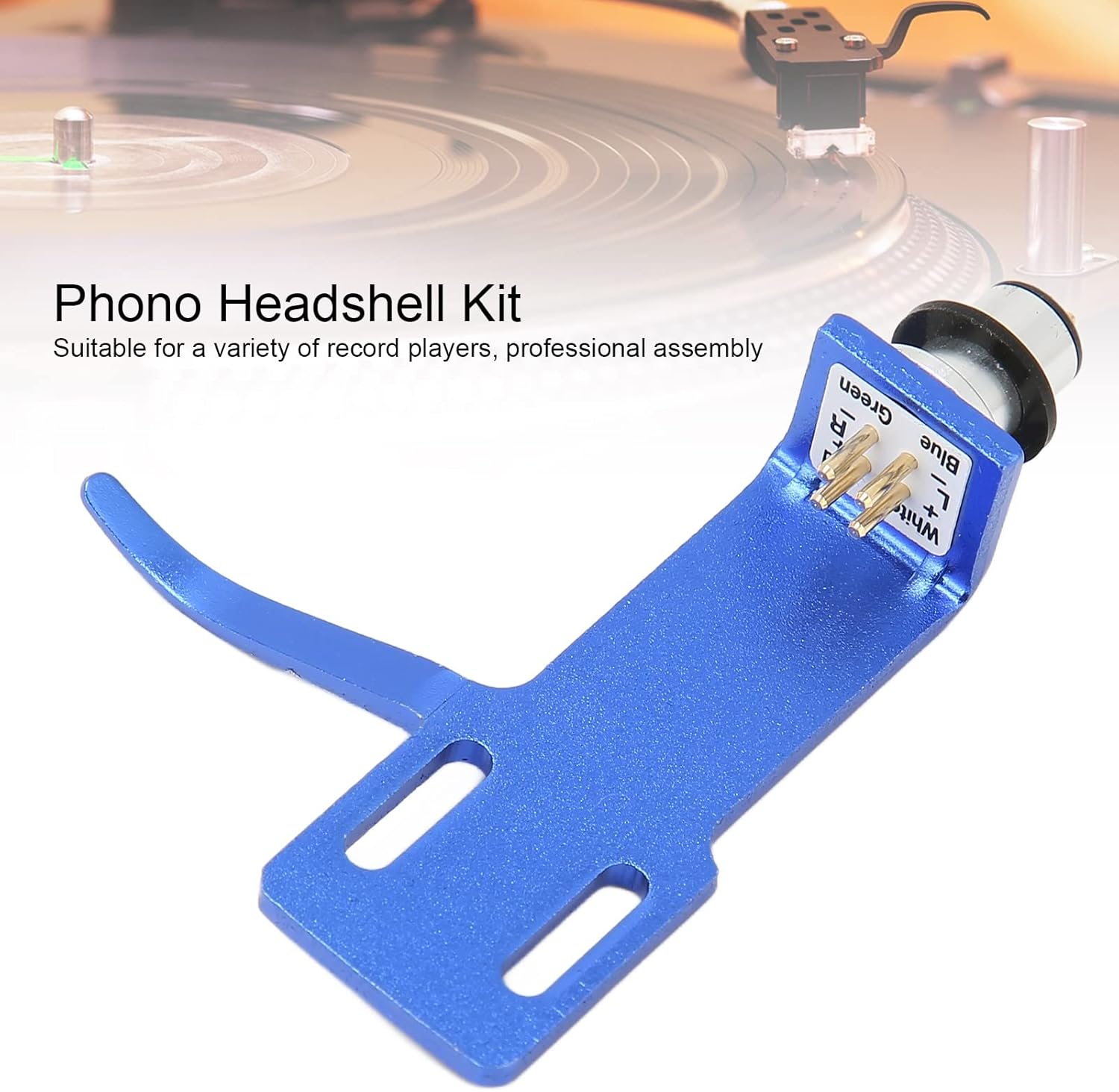 Hilitand Universal Phonograph Head Shell,Phonograph Turntable Headshell,Aluminum Alloy Headshell Cartridge Keeper, Stand Stand,for Record Players (Blue)
