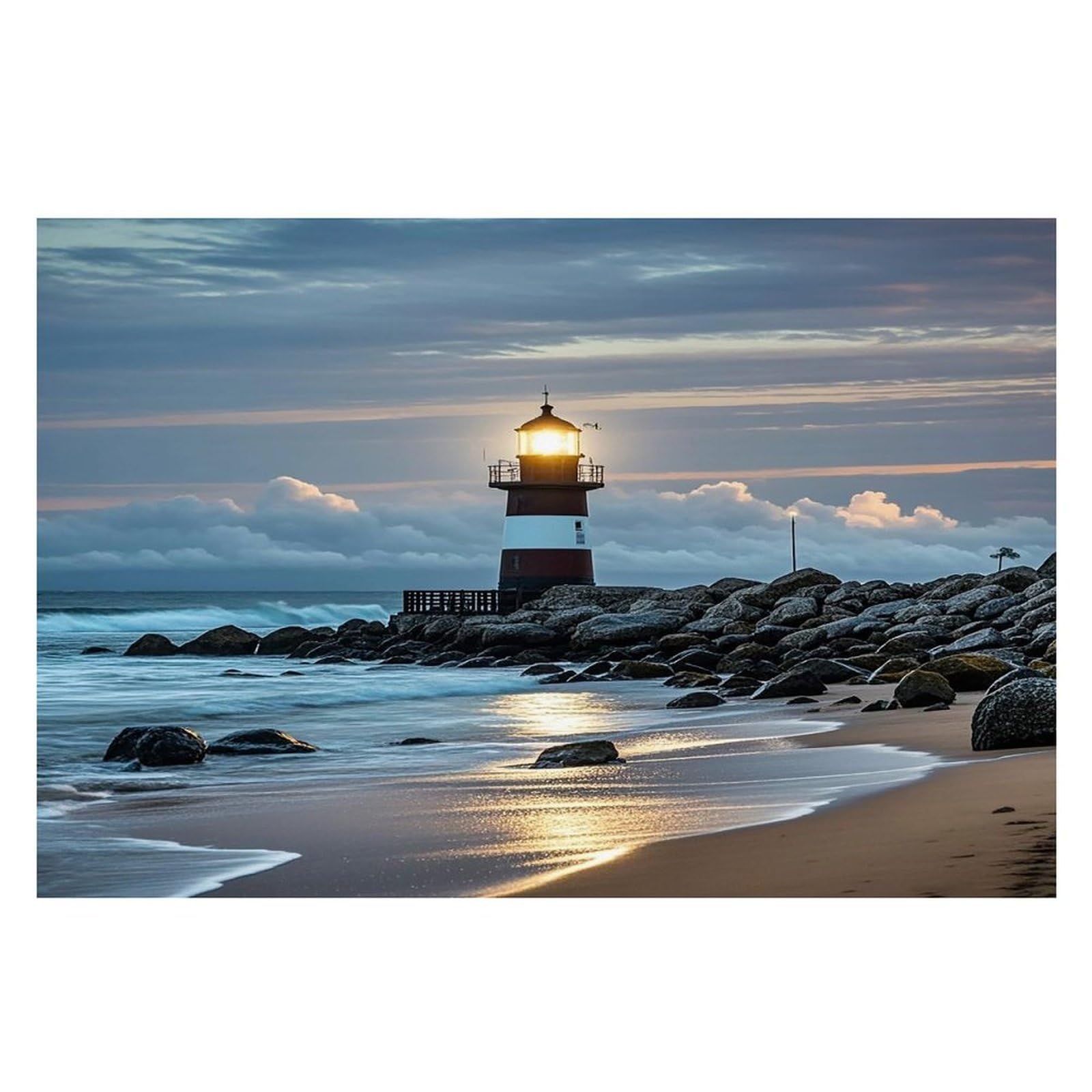 Sea Lighthouse Placemats Flax Place Mats for Dining Table Rectangle Non-Slip Table Mats Heat Resistant Washable Placemat for Kitchen Home Decor Party Outdoor 12" X 18"