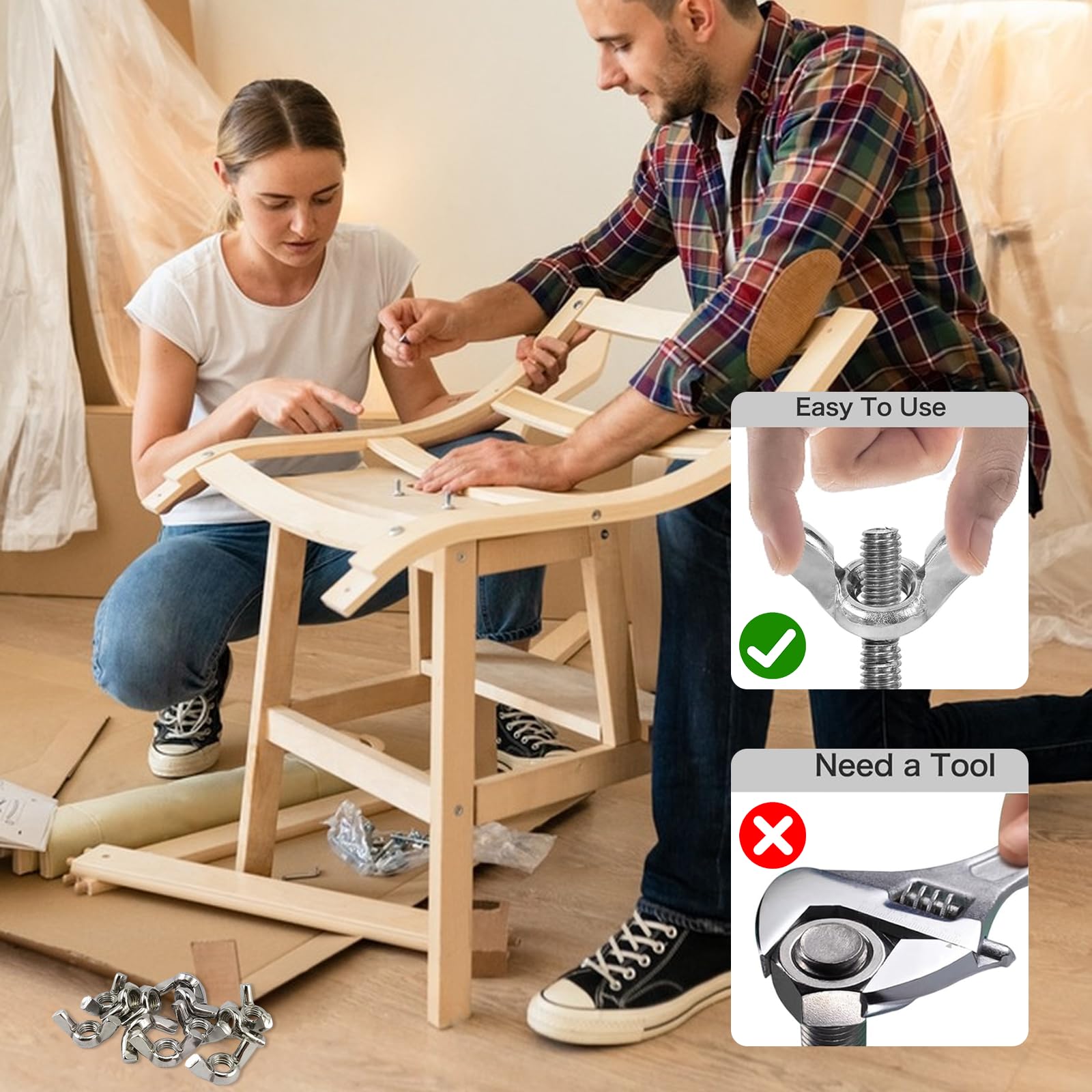 30 Dadi A Farfalla M6 In Acciaio Inox 304 | Resistente Alla Corrosione, Installazione Manuale Senza Attrezzi | Per Officina E Casa