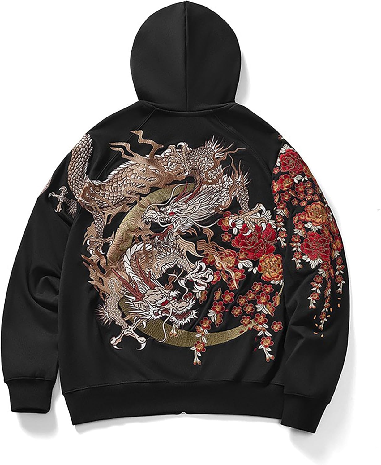 Mens Chinese Street Black Hoodie Dragon And Flower Kuwait Ubuy