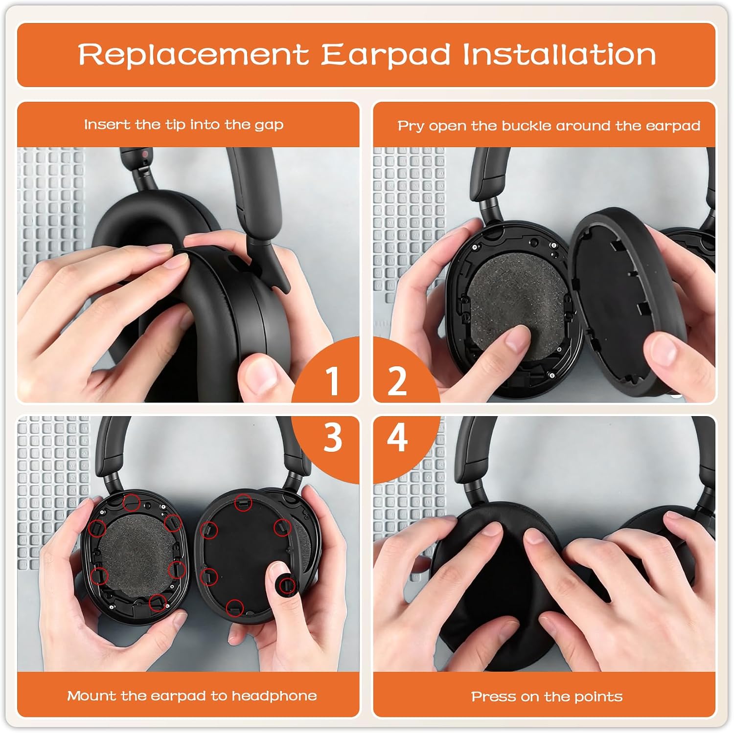 Replacement Ear Pads for Sony WH-1000XM5 Headphones-Gold image 5