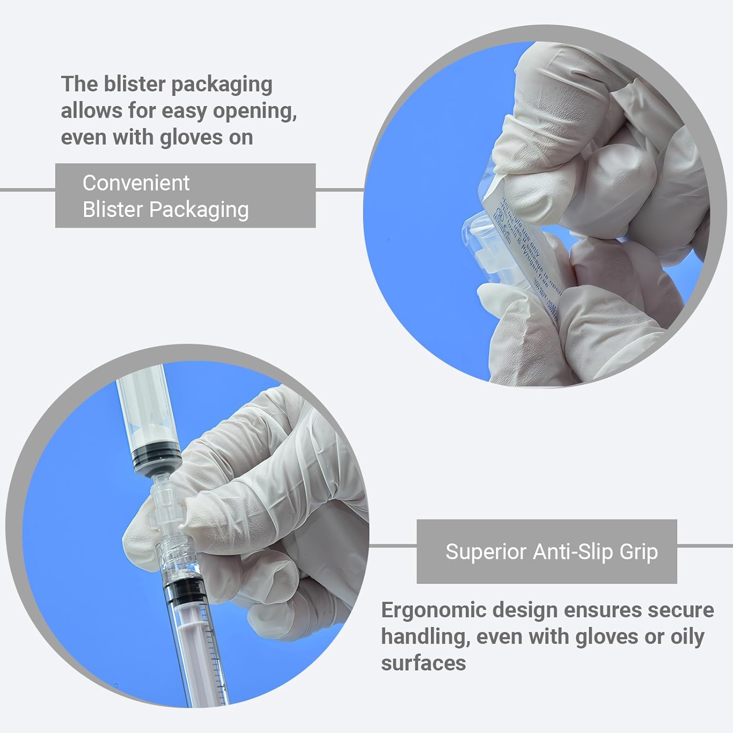 Luer Lock Fittings Series (100 Pack), Individually Wrapped - High-Performance J560M PP - Anti-Slip Grip Syringe Connectors & Caps for Lab & Industrial Use (Coupler - Female to Female)