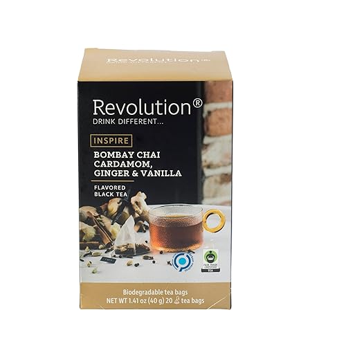 REVOLUTION TEA® Bombay Chai [THE ORIGINAL] - Bombay Chai, cardamomo, jengibre y vainilla - Té de hoja completa premium - Bolsas de té con infusor