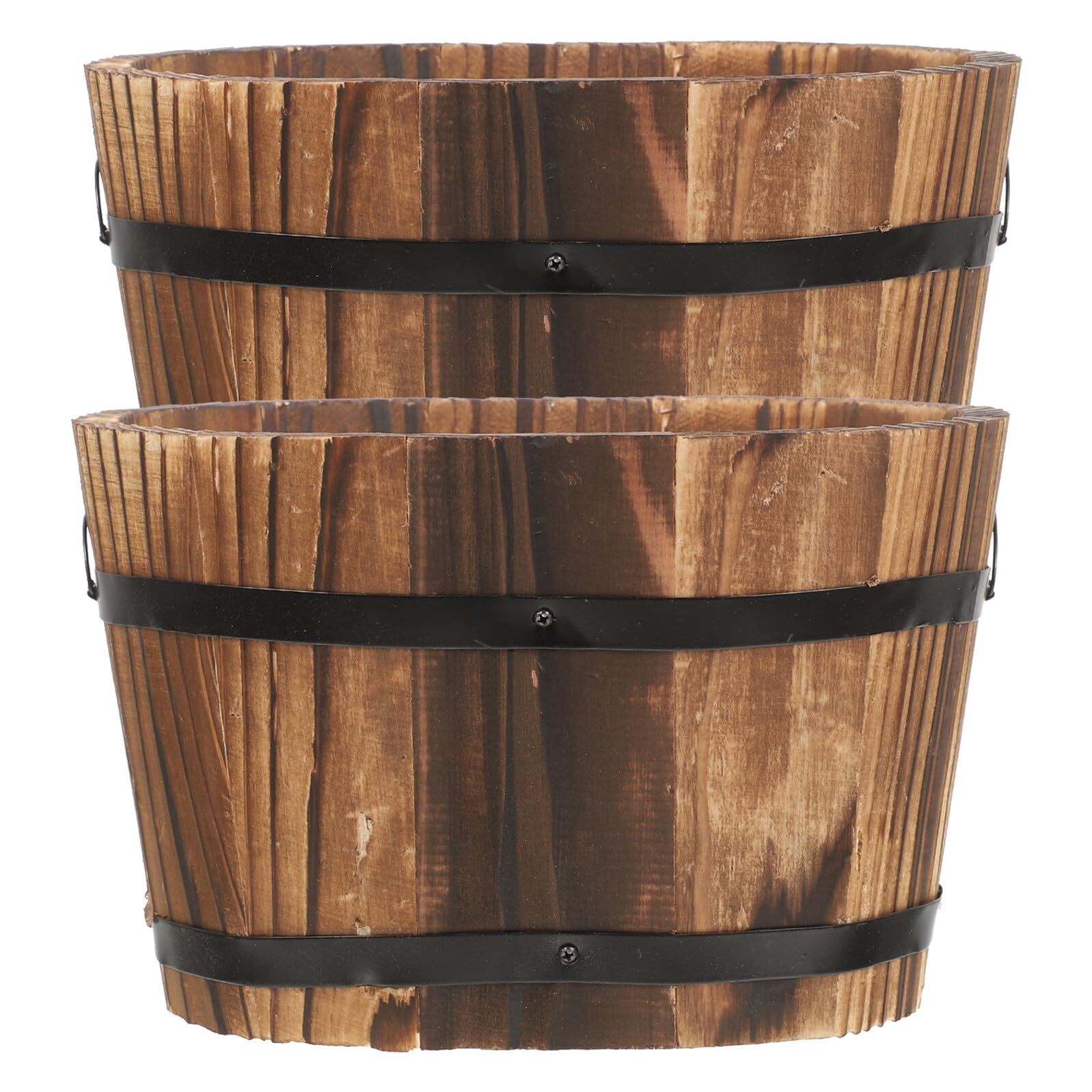 Jardinières en tonneaux de bois rustiques carbonisés durables de qualité