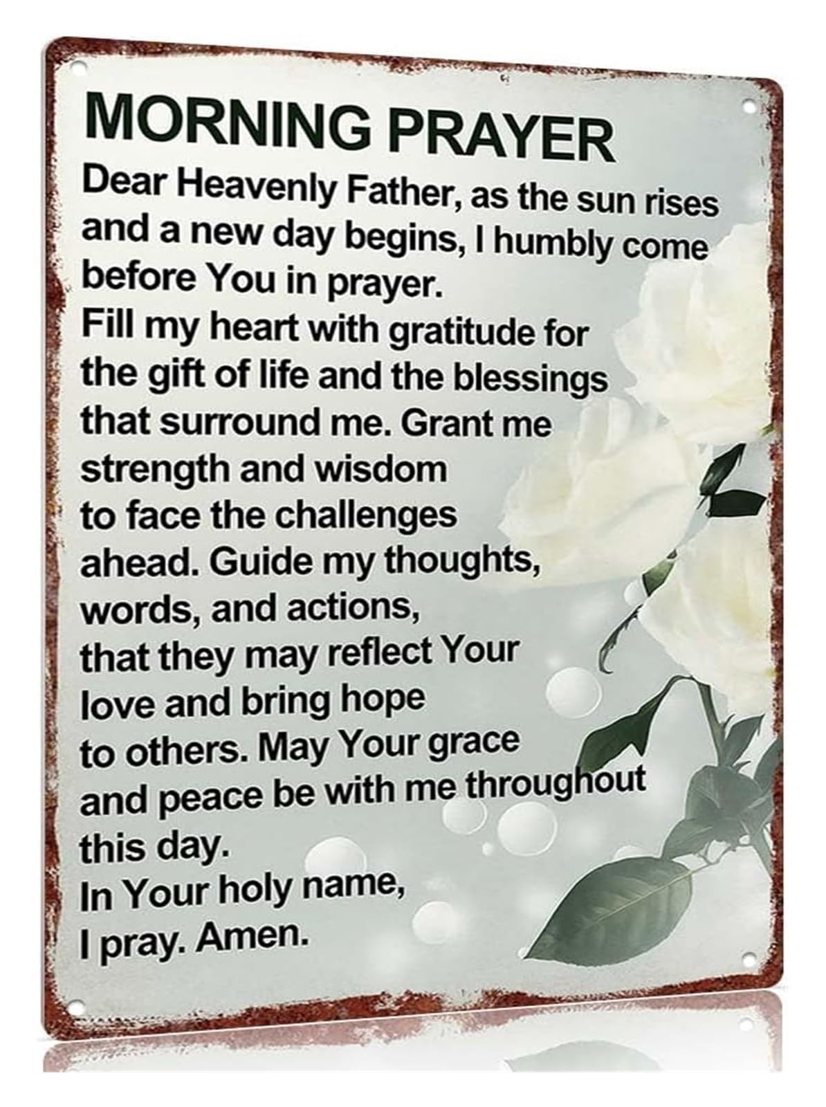 FNYUVNFAF Retro Inspirational Tin Sign Morning Prayer Plaque For Room Quiet Corner Study 8 X 12 inch