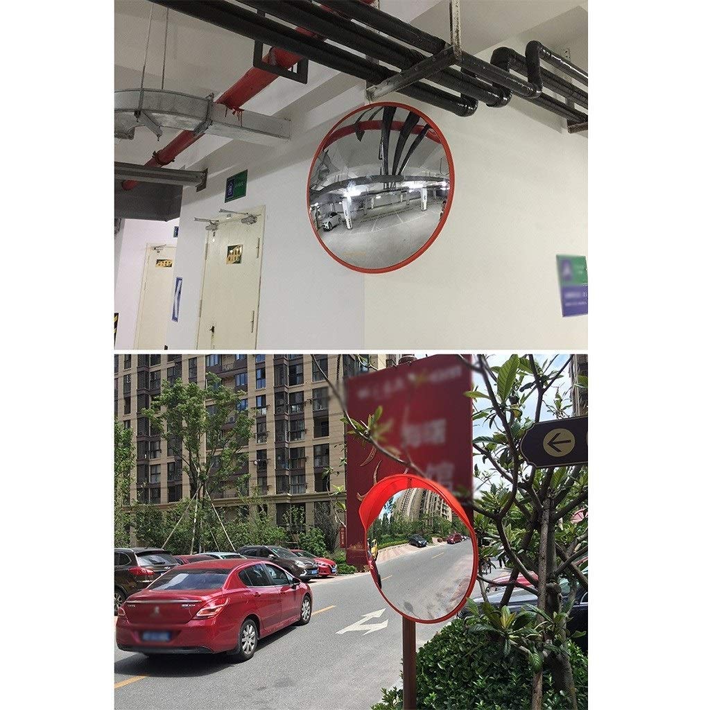 Espejo de tráfico de Gran Angular para supermercado, Espejo de Impacto de plástico Negro, tamaño del Espejo Convexo no distorsionado: 30-80 cm (Color: Rojo, tamaño: 30 cm)