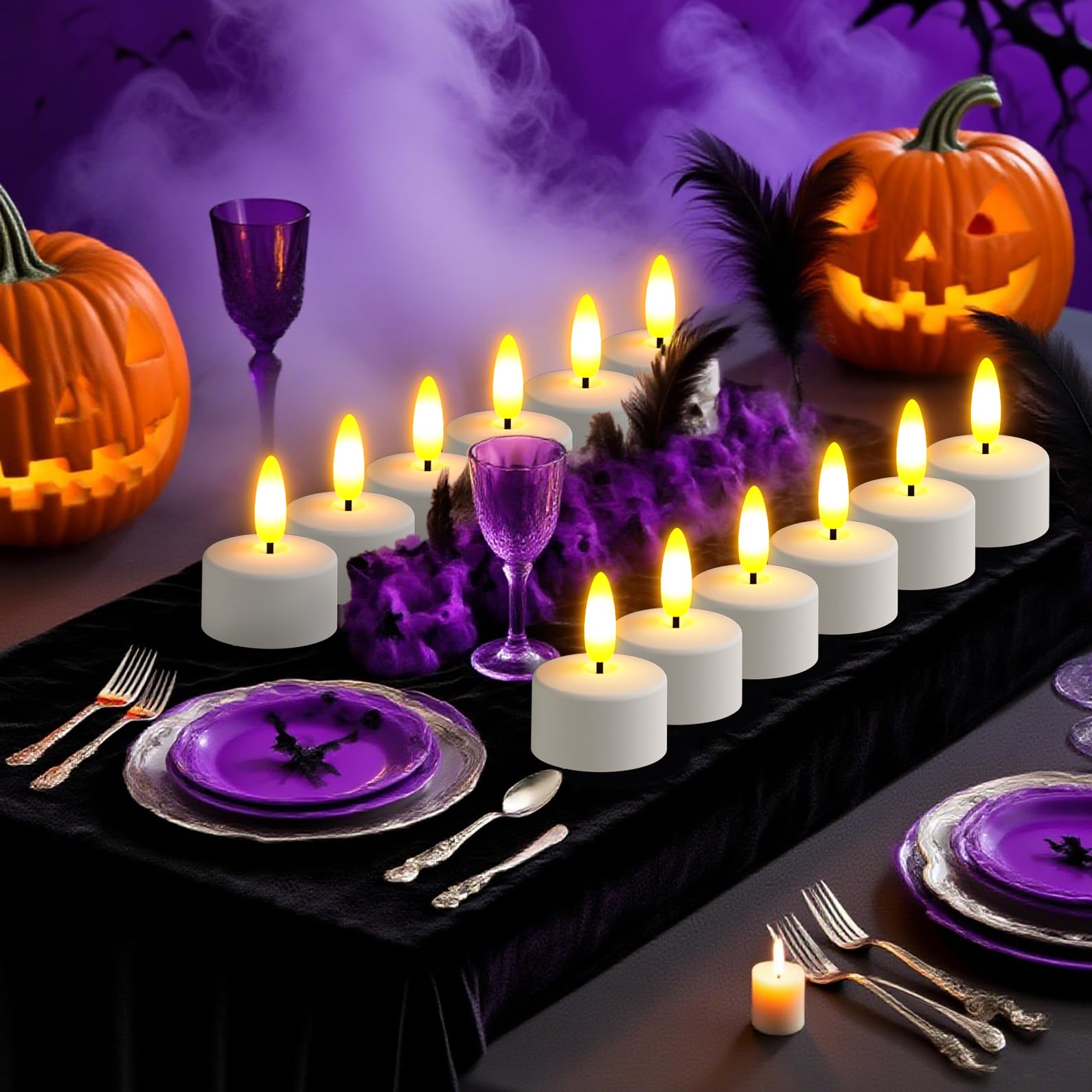 HL LED Teelichter Aufladbare mit Timer & Ladestation, 12er Wiederaufladbar LED Teelichter Kerzen Flackernd mit Fernbedienung Timer für Party Zimmer Wohnzimmer Halloween Weihnachten Deko