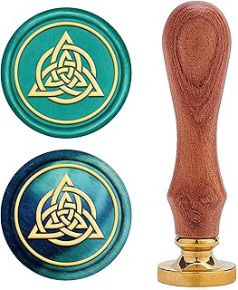 CRASPIRE Celtic Knot Wax Seal Stamp Celtic Knot Sealing Wax Stamps Heart 25mm Removable Brass Head Sealing Stamp with Wooden Handle for Wedding Invitations Envelope Christmas Thanksgiving Gift Wrap