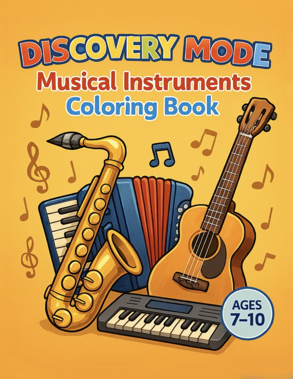 Discovery Mode: Musical Instruments Coloring Book: Fun and Educational Instrument Coloring Pages for Kids | Ages 7–10 (Discovery Mode Series)
