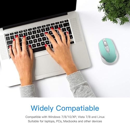 Miniatura 7 de cimetech Ratón inalámbrico para computadora, mouse óptico ergonómico de 2.4G, 6 botones, mouse silencioso con receptor USB y 3 mouse de computadora