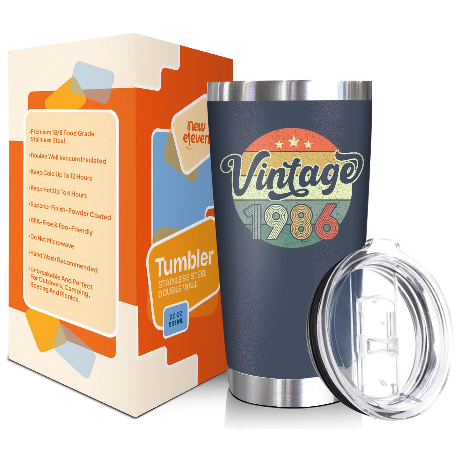 NewEleven 40th Birthday Gift For Men Women - 1986 40th Birthday Decorations For Him, Her - Turning 40-40 Year Old Gifts For Man, Woman, Mom, Dad, Wife, Husband - 20 Oz Tumbler