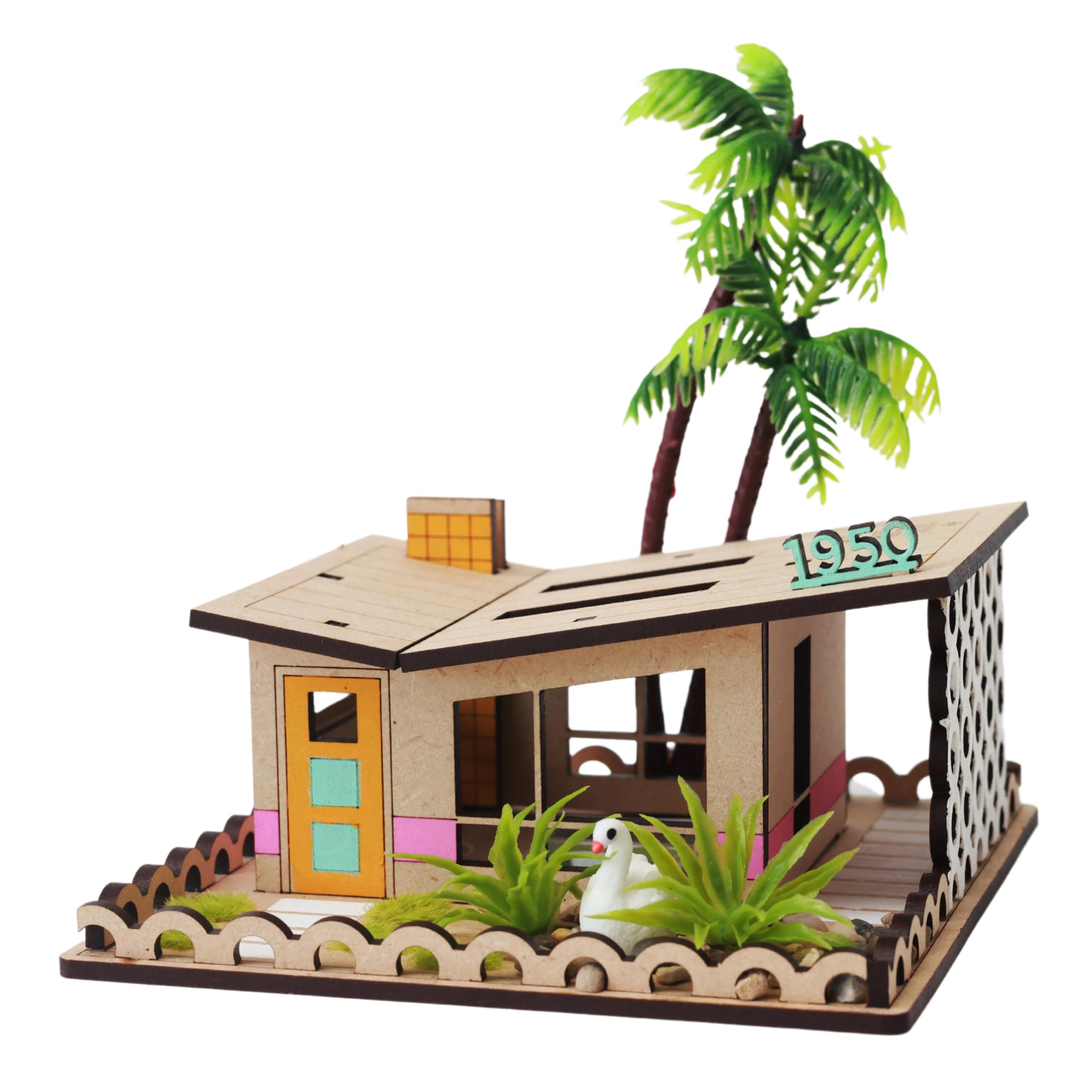Stix + BrixPalm Springs Building Kit | DIY Arts and Craft STEM Project, Includes Wood Pieces and Accessories, Architecture Ideas for Kids Ages 6-12