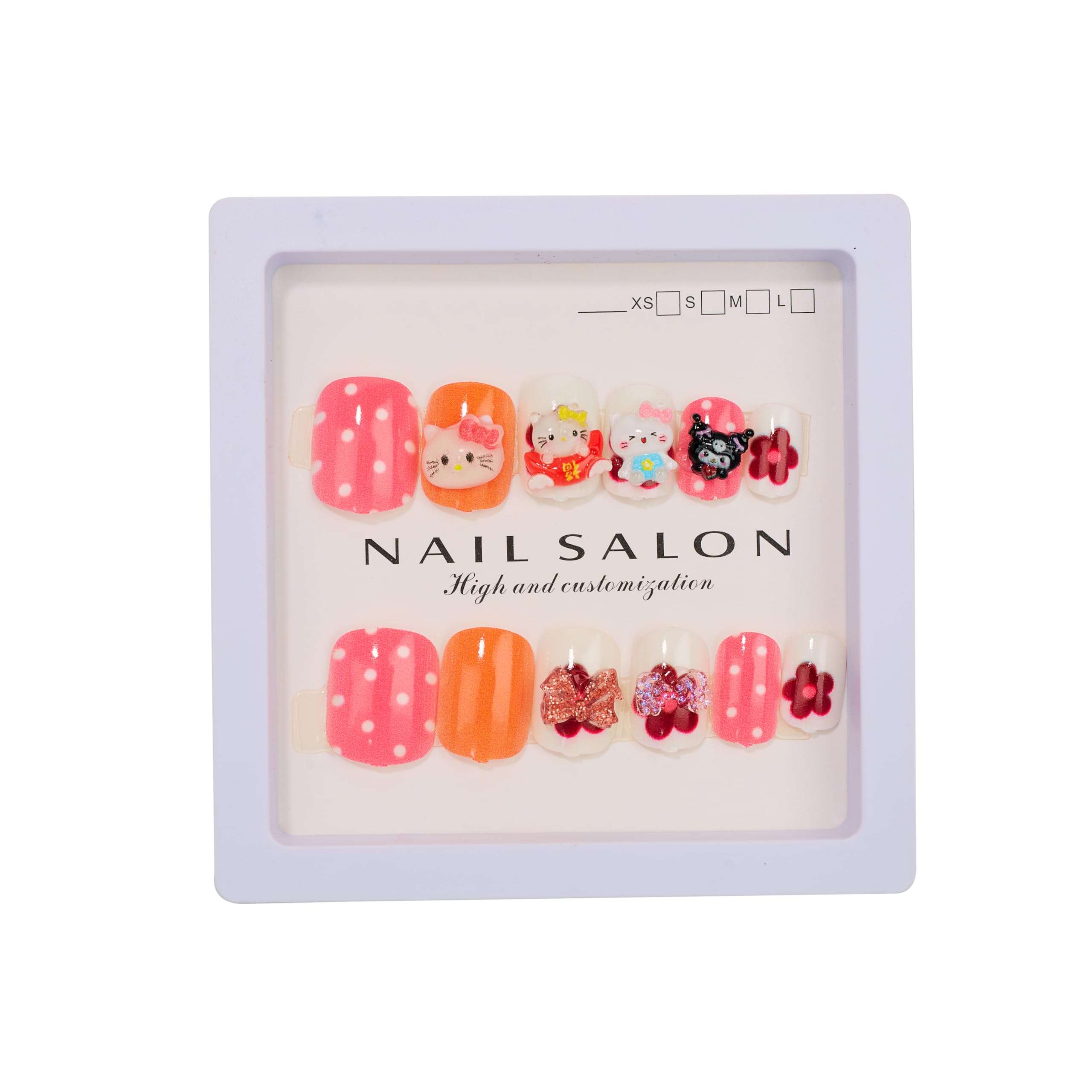 Beautiful and Cute 3D Cartoon Nails Set of 12 pieces for Kids and Adults Cartoon Kawaii Resin Art Cartoon Design (Multicolour, 5)