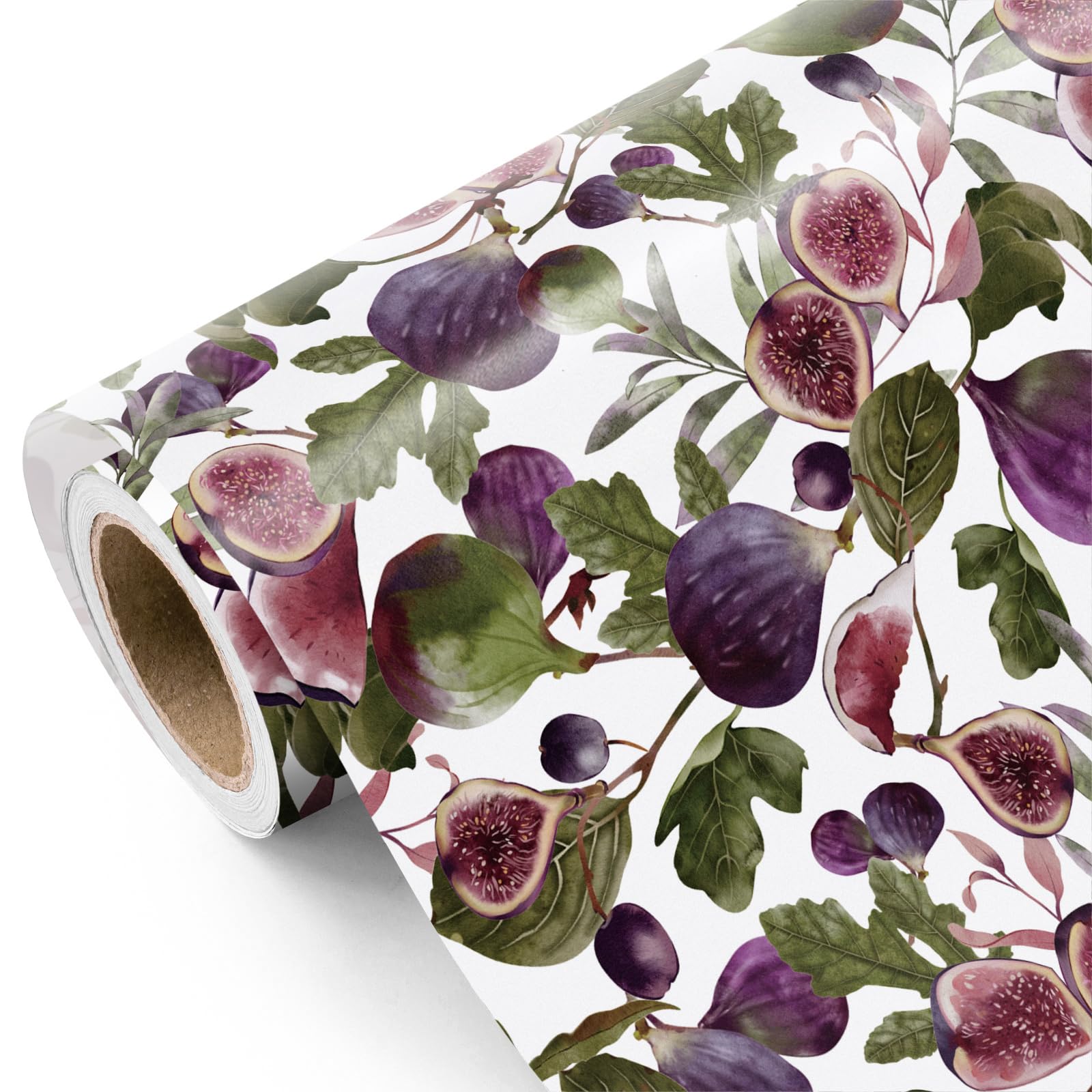 WRAPAHOLIC Fruits Wrapping Paper Roll - Mini Roll - 17 Inch x 16.5 Feet - Summer Figs and Botanical Leaves Design for Summer, Birthday, Wedding,