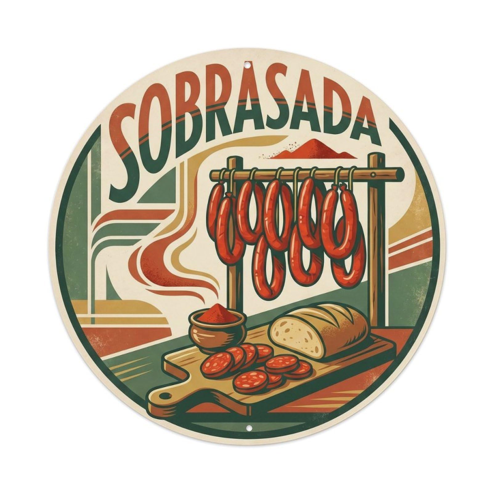 Olyhtr 8X8inch Classic Style Sobrasada Mallorca Regional Cuisine Local Food Culture Metal Tin Sign