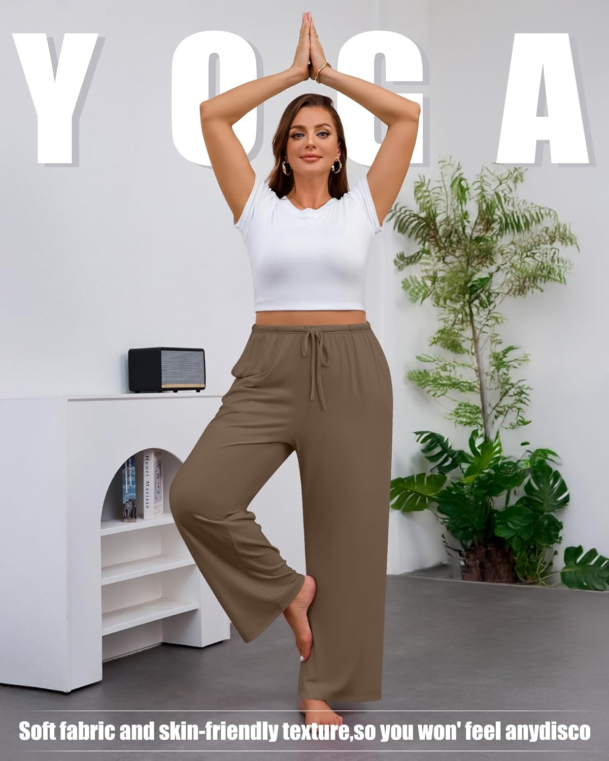 3 Pack Women's Plus Size Lounge Pants with Pockets, Wide Leg Loose Drawstring Pants Casual Sweatpants Jogger Pant - Image 2