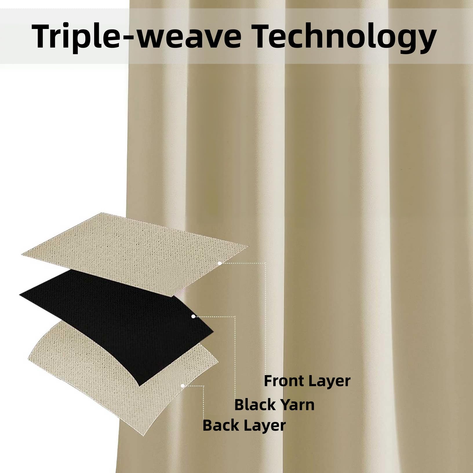 Tende per Interni Termiche Isolante Blackout Privacy 235x270cm Beige