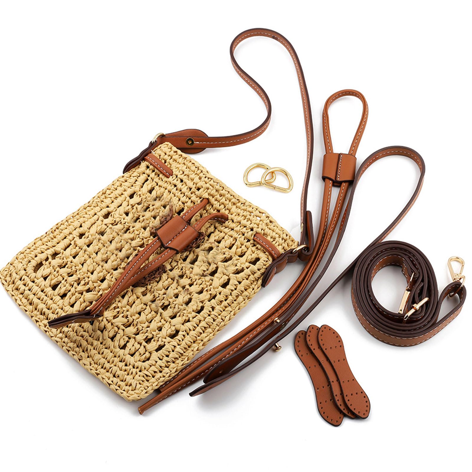 Borsa per Intreccio in Rattan Strumenti Essenziali Strumento Fatto a Mano PU Cinturino Regolabile Accessori per Principianti e Amanti dell'artigianato