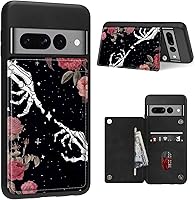 Vista 28 de Funda para Google Pixel 7 Pro con ranura para tarjetero, funda de piel sintética, doble cierre magnético y cubierta duradera de TPU a prueba