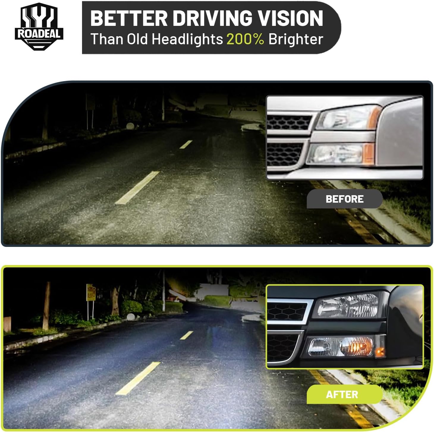 Headlights W/Bulbs for 2003-2007 Chevy Silverado1500/2500/3500/1500HD/2500HD, 2003-2006 Avalanche 1500/2500, Halogen, Driver & Passenger Side