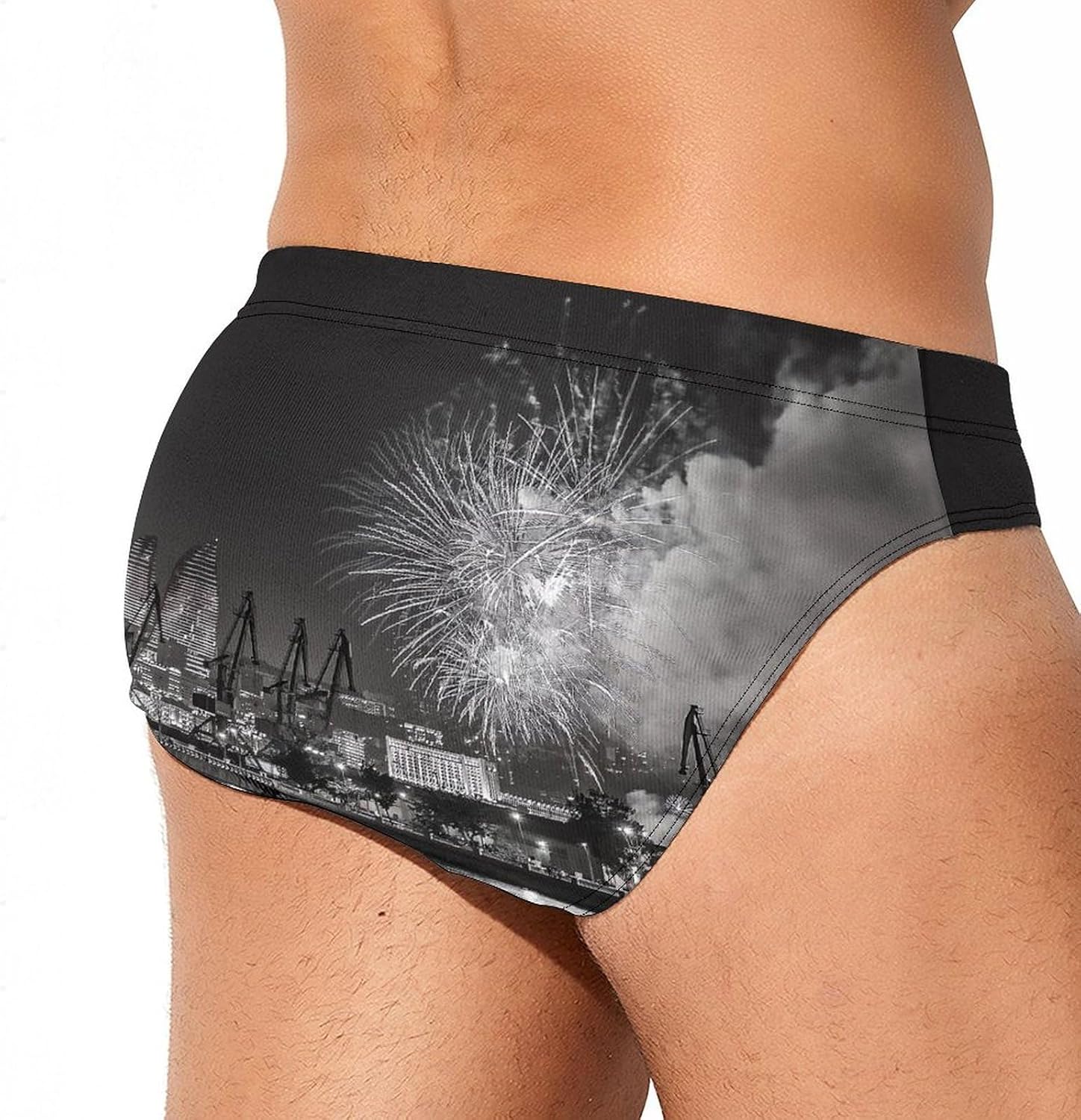 Fireworks Night Sky Azerbaijan Baku Men's Swimwear Bikini Swimming Briefs Stretchy Swimsuits Board Surf Shorts Trunks