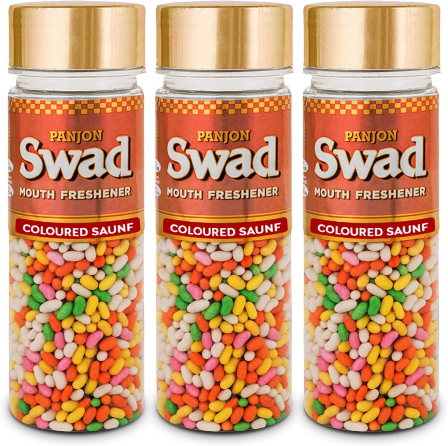 - Panjon Swad Colourful Sweet Saunf Mukhwas (Pack Of 3 X 180 Grams) | Digestive Mouth Freshener | Hygienically Packed Traditional Pachak | Tasty Mouthfresheners | After-Meal Snack | Dry Mukhwas