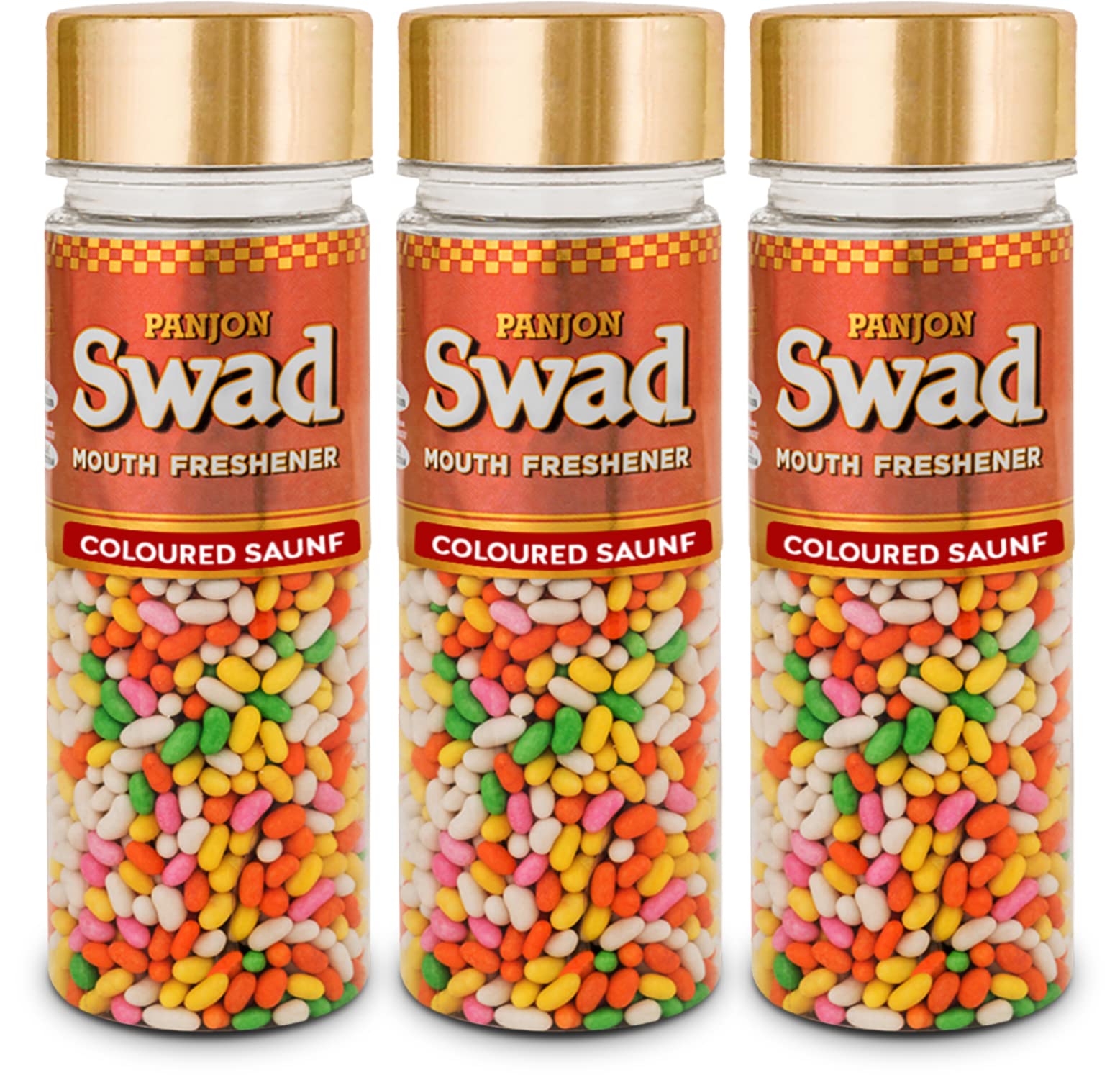 Panjon Swad Colourful Sweet Saunf Mukhwas (Pack Of 3 X 180 Grams) | Digestive Mouth Freshener | Hygienically Packed Traditional Pachak | Tasty Mouthfresheners | After-Meal Snack | Dry Mukhwas
