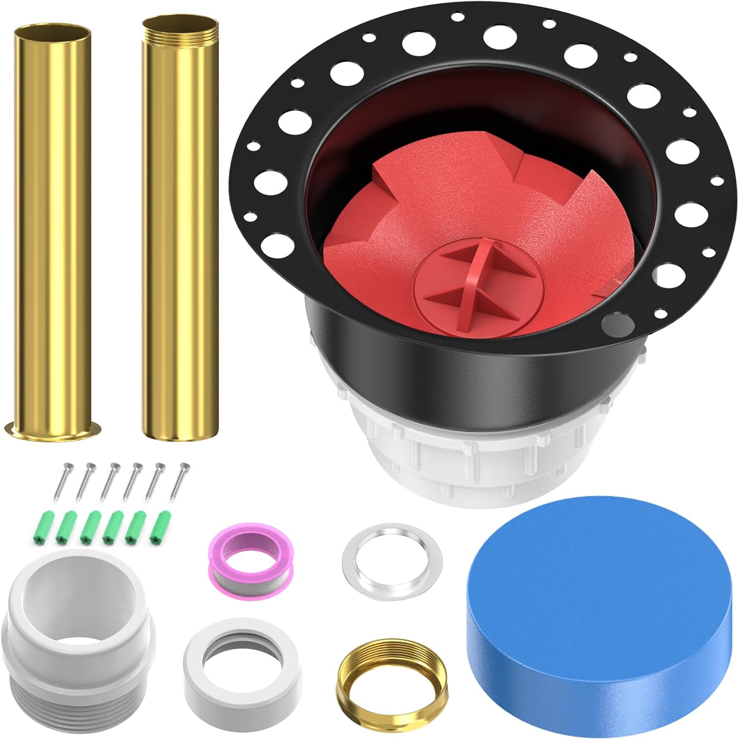 PVC Freestanding Tub Drain Rough-in Kit, Bathtub Drian Kit with PVC Plastic Adapter and Brass Tail Pipes, Compatible with Freestanding Bathtubs, Floor Mounted Bathtubs and Island Bathtubs
