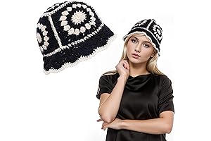 Floral Knitted Crochet Bucket Hat for Women