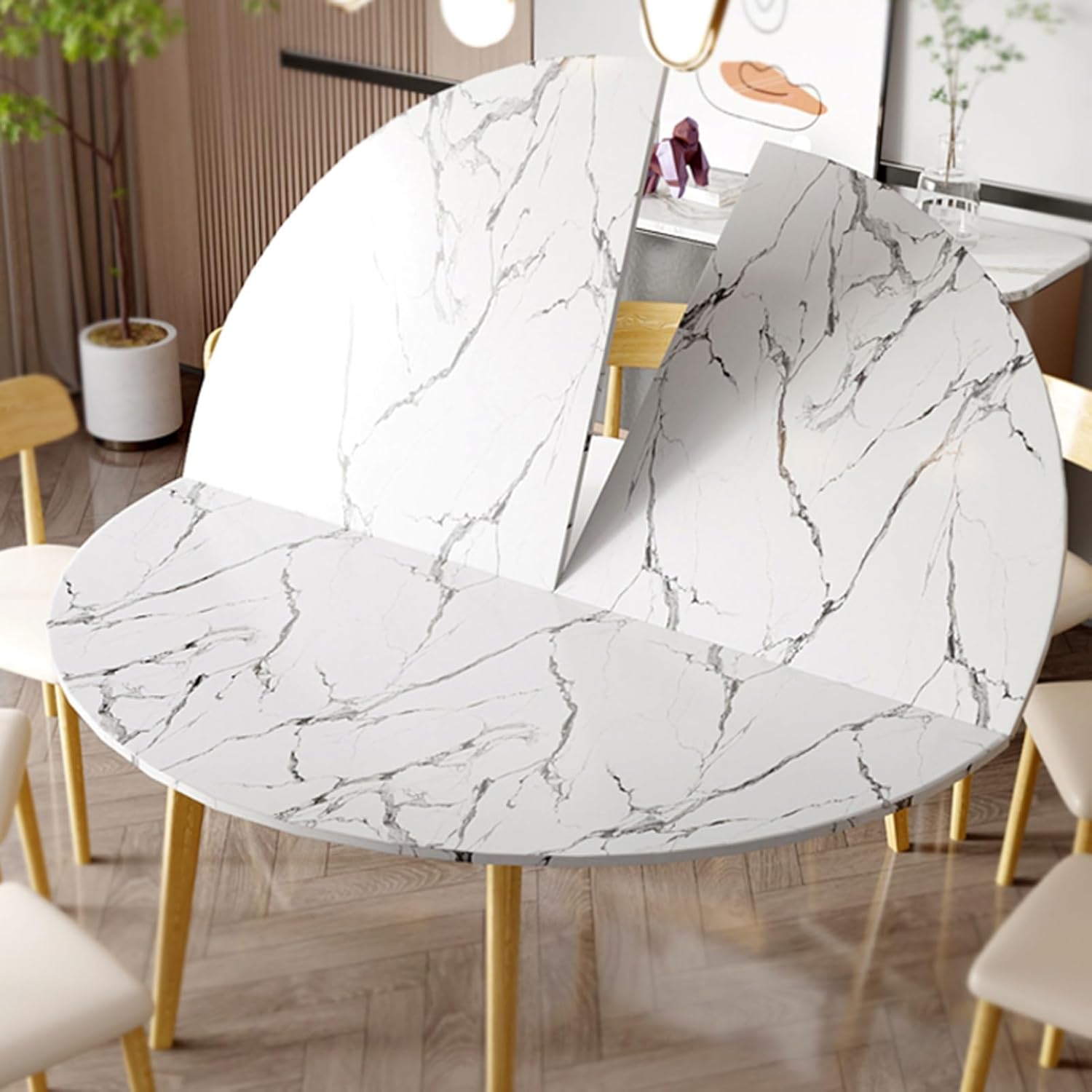 Space Saving Round Folding Table Top Only, White Wood Indoor Dining Table Replacement Top, Home Party Coffee Patio Table Top No Legs (Size : 140 cm (55 inch))