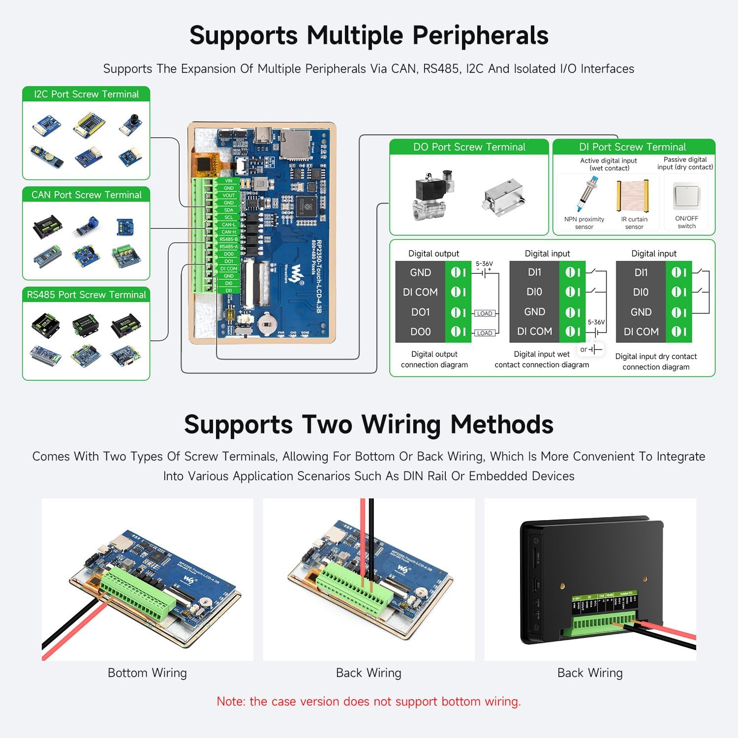 Waveshare RP2350 4.3inch capacitive Touch Display Development Board, 800 × 480, 65K Color, Supports Dual-core and Dual-Architecture