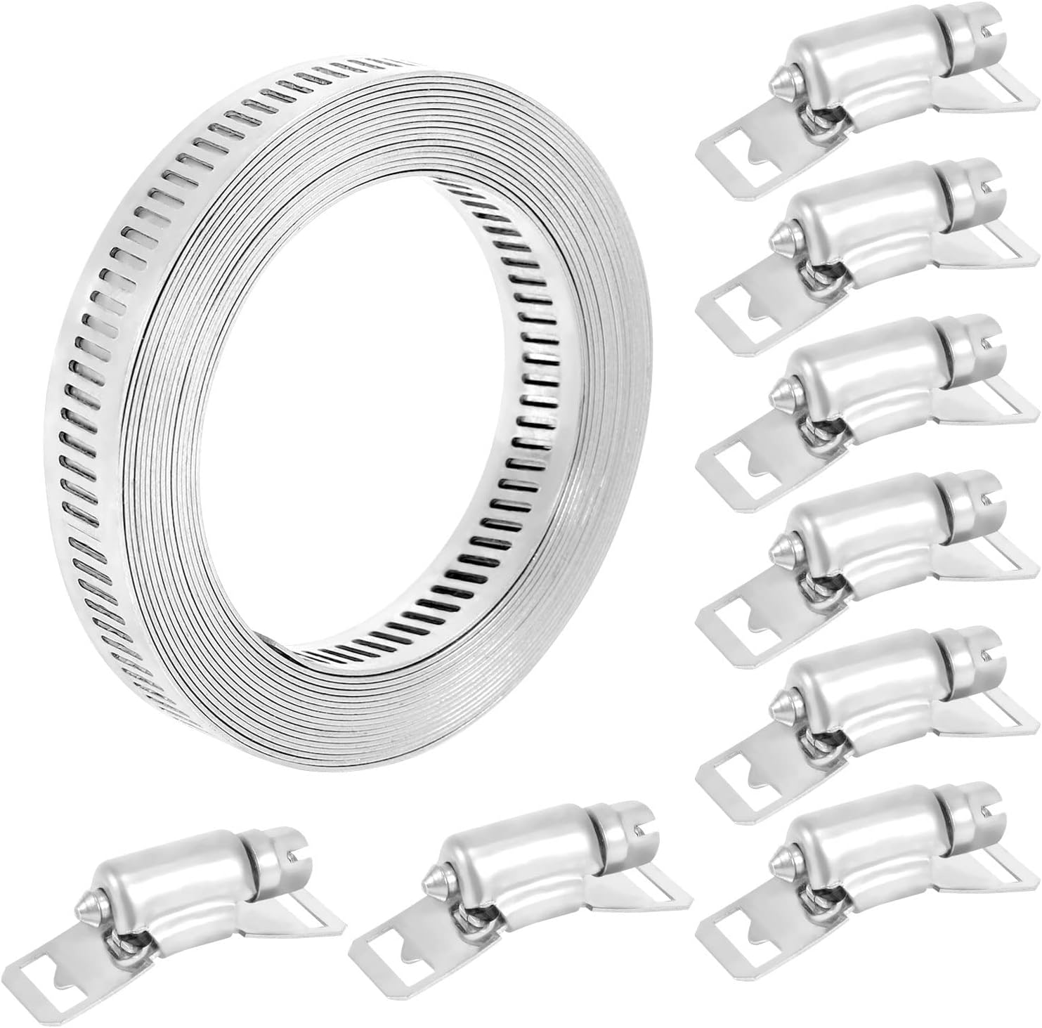 Amazon Gkikirty 304ステンレス鋼ワームクランプホースクランプストラップ（ファスナー付き）調整可能なDIYパイプホース