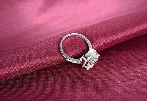 Miniatura 6 de Joyería 3 quilates VVS1 anillo de compromiso de diamantes simulados para mujer joyería de boda de plata, Diamante sintético