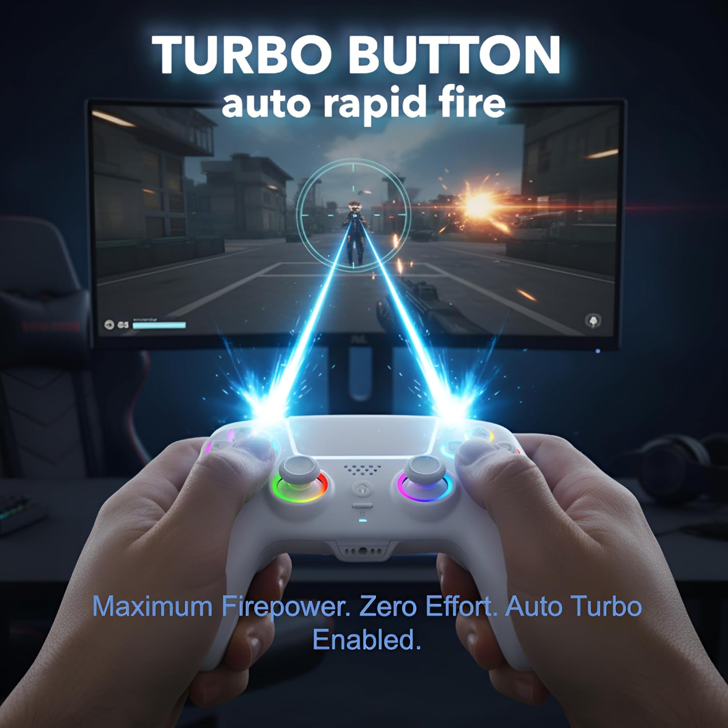 AureoPlay Wireless Controller Compatible with PS5/PS5 Slim/PS5 Pro/PC – RGB Gamepad with Hall Effect Joysticks, Dual Vibration, Six-Axis Motion Sensor, Touch Panel, Turbo & Programmable Buttons, Ergonomic Design